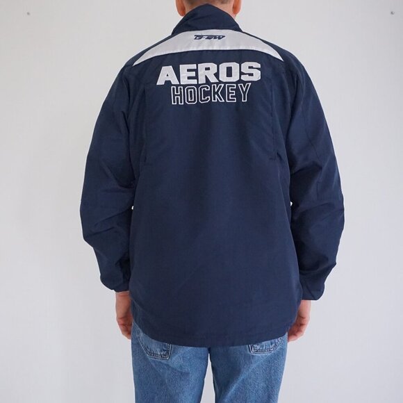 VTG G-SW Get Gitch Aeros Hockey Navy White Zip Up Nylon Windbreaker Jacket M - Picture 2 of 10